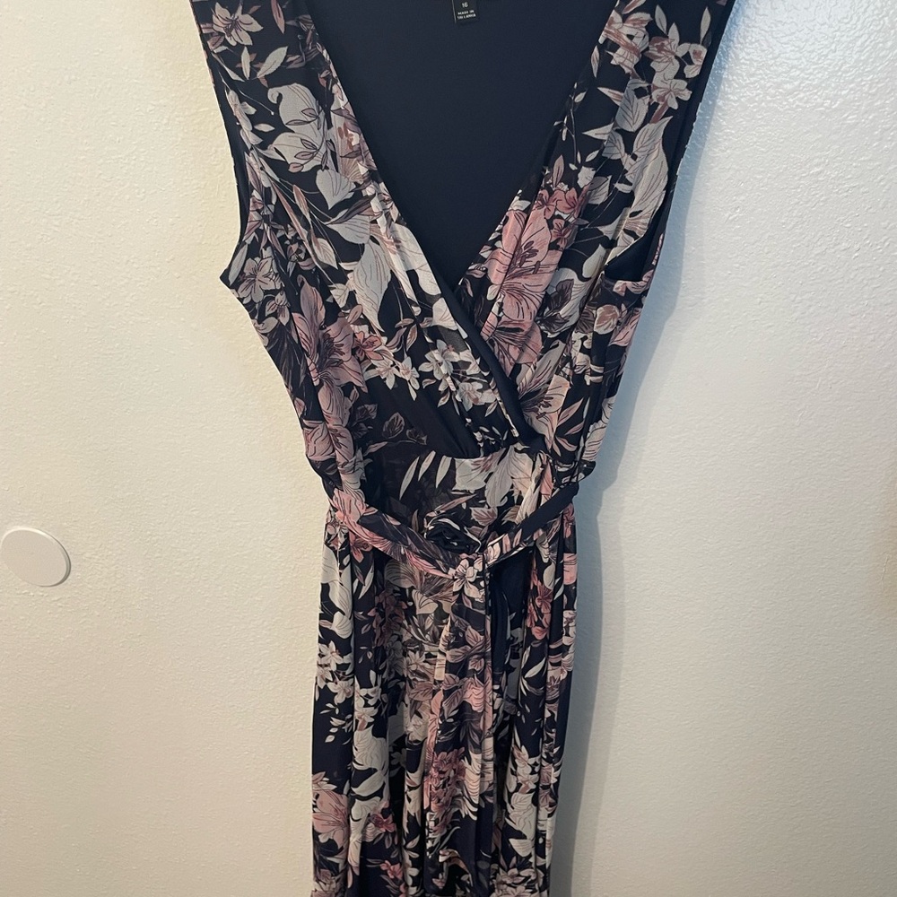 Floral Dress - Navy Blue and Pink